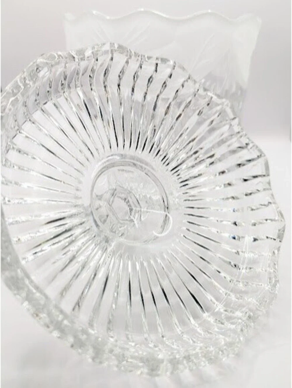 Vintage Lead Crystal Biscuit Cookie Jar With Lid Frosted Etched Floral